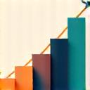 Graph with upward arrow, symbolizing growth